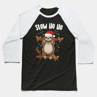 Slow Ho Ho Christmas Sloth Baseball T-Shirt